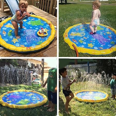 Amazon Lome123 夏 子供 遊び おもちゃ 空気注入式 アウトドア ウォータースプレーマット スプリンクラー クッション プール 水遊び おもちゃ