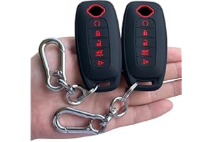 TANDRIVE 5-Button Key Fob Cover for 2023-2026 Nissan Rogue Pathfinder and 2024-2026 Sentra, Silicone, 2-Pack, Red Button, Black