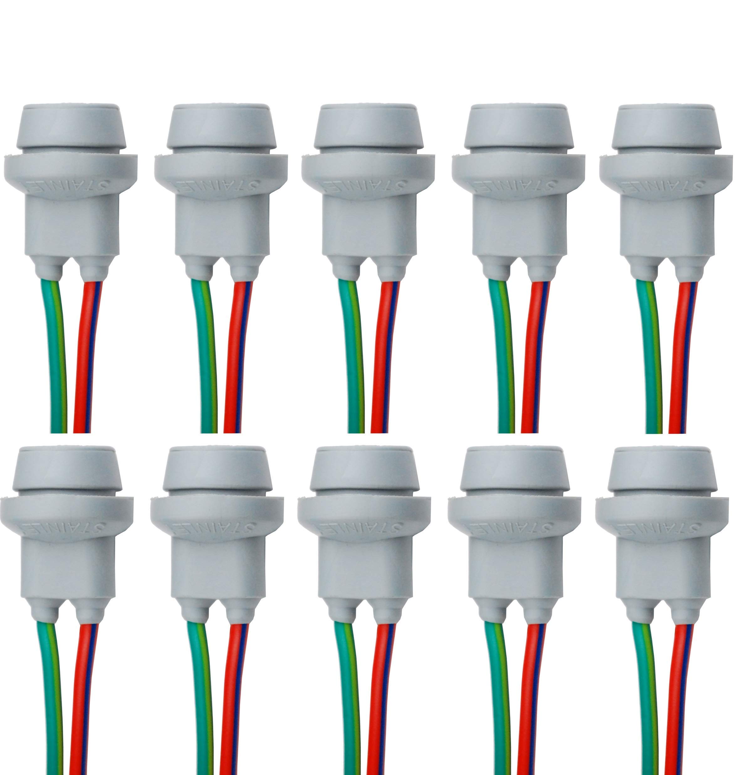 L&P B553 Pack of 10 T10 W5W W2.1X9.5D Rubber Socket Lamps Rubber Socket Lamp Holder Glass Base for Incandescent Bulbs Lamps