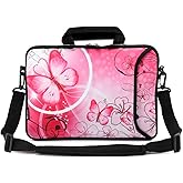 RICHEN 17 inch Laptop Shoulder Bag Carrying Case PC Cover Pouch with Handle Fits 15.6/16/17/17.3/17.4 inch Notebook (16-17.3 inch, Pink Butterfly)