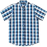 Double Pump Big and Tall Shirts for Men Short Sleeve Button Down Shirts from Size XL(T) to 6XL (T) Cotton