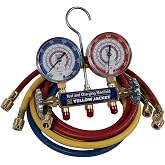 Yellow Jacket 42036 2-Valve Series 41 A2L Manifold, (psi &deg;F) R32/454B/410A, 3-1/8" Gauges (60" Plus II R/Y/B Hoses)