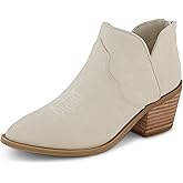 CUSHIONAIRE Rodeo Cowboy Boots for Women, Stylish Short Pointed Toe Western Ankle Boots with Low Block Heel and Back Zipper