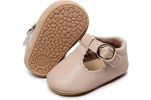 HONGTEYA Infant Baby Girls Mary Jane Flats Non Slip for Toddler First Walkers Soft Sole PU Leather Crib Shoes Sneaker Wedding Party Christmas Princess Dress Shoes Baby Moccasins Girls