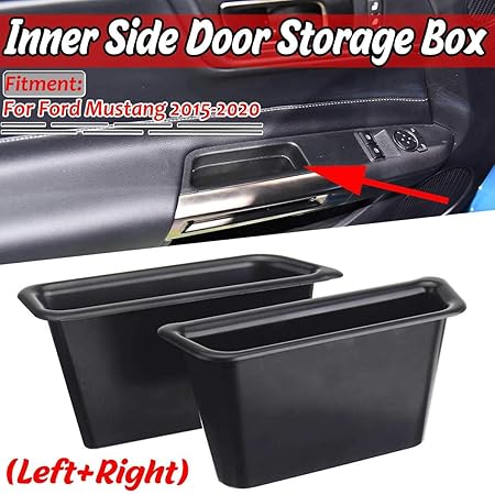 Amazon 車の部品 ペア車内側ドアハンドル収納ボックスオーガナイフォードマスタング 15 内部ドアハンドル収納ボックス カーアクセサリ 車 バイク