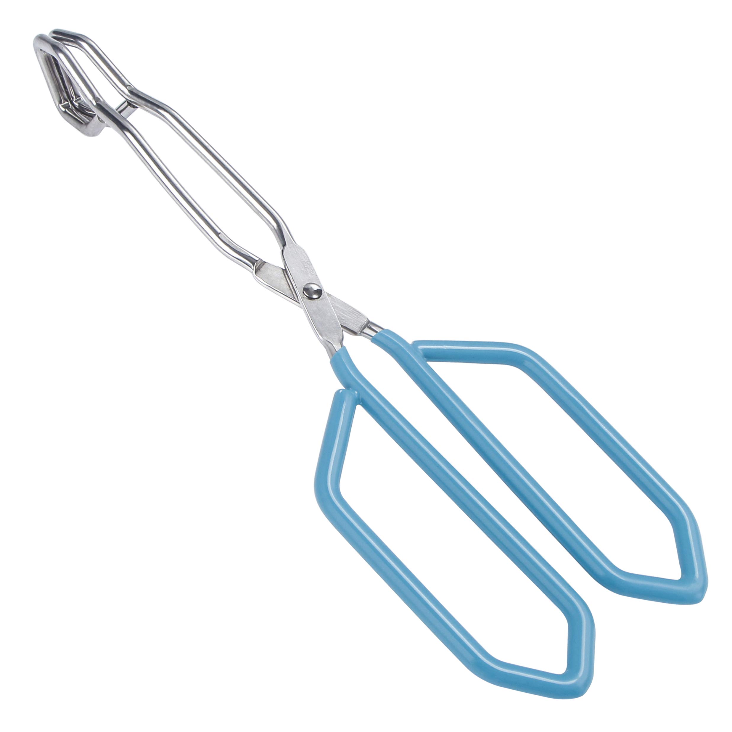 MSY BIGSUNNY Stainless Steel Scissor Tongs Heavy Duty Cooking Tongs with Soft Handles (1, Blue 11")