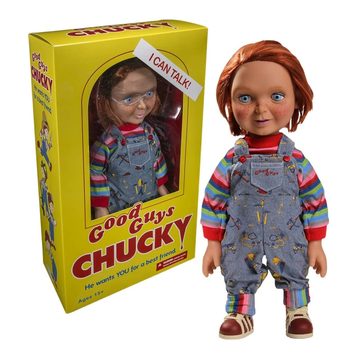 Chucky Mezco Designers Series Mega Scale - Child's Play: Talking Good Guys,Multicolor,15-Inch
