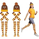 Deekin 8 Pcs Turkey Trot Costumes Thanksgiving Costume Running Turkey Beanie Hat Socks Arm Warmer for Women Holiday Apparel