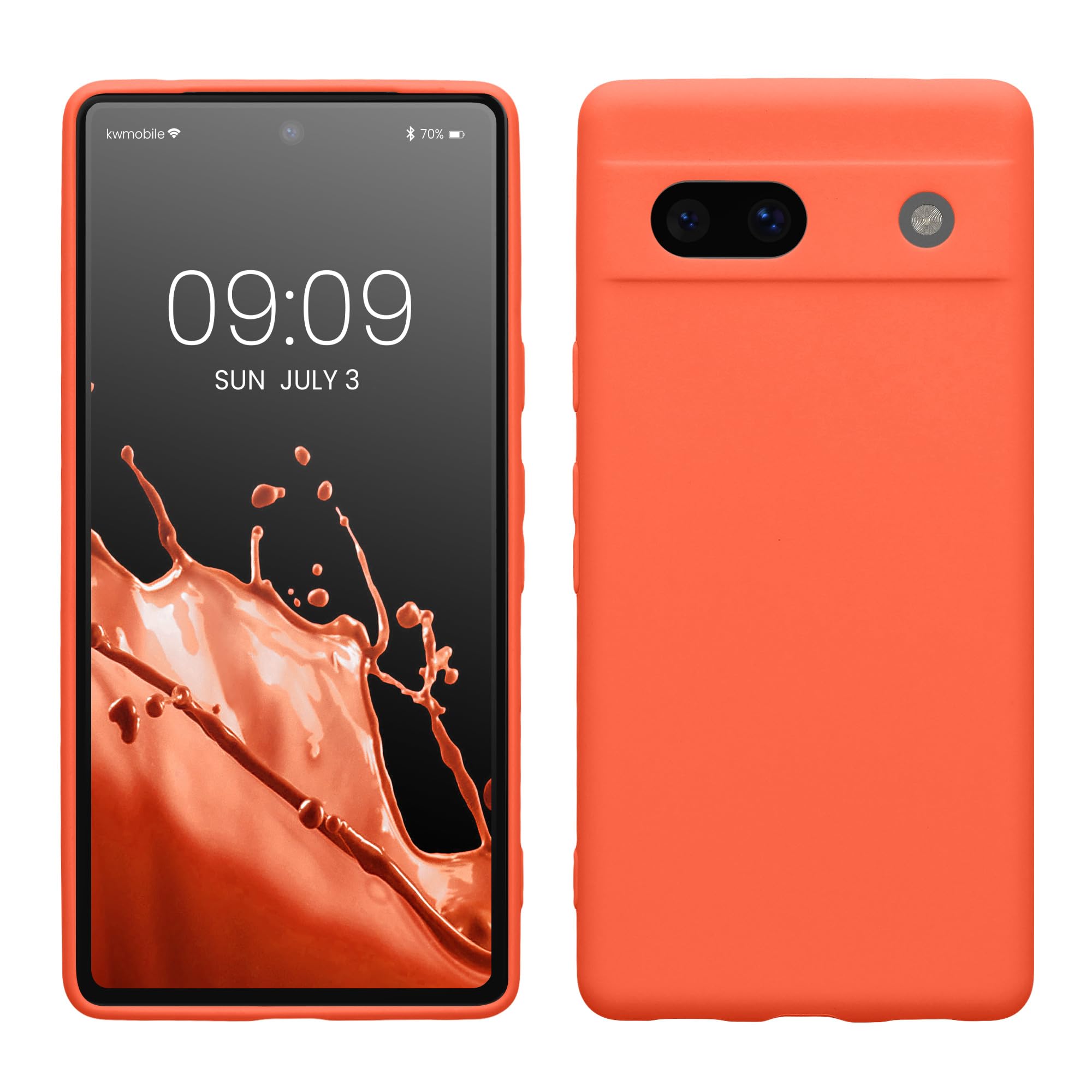 kwmobile Case for Google Pixel 7a Case - Protective Slim TPU Phone Cover - Soft Matte Finish - Vivid Coral