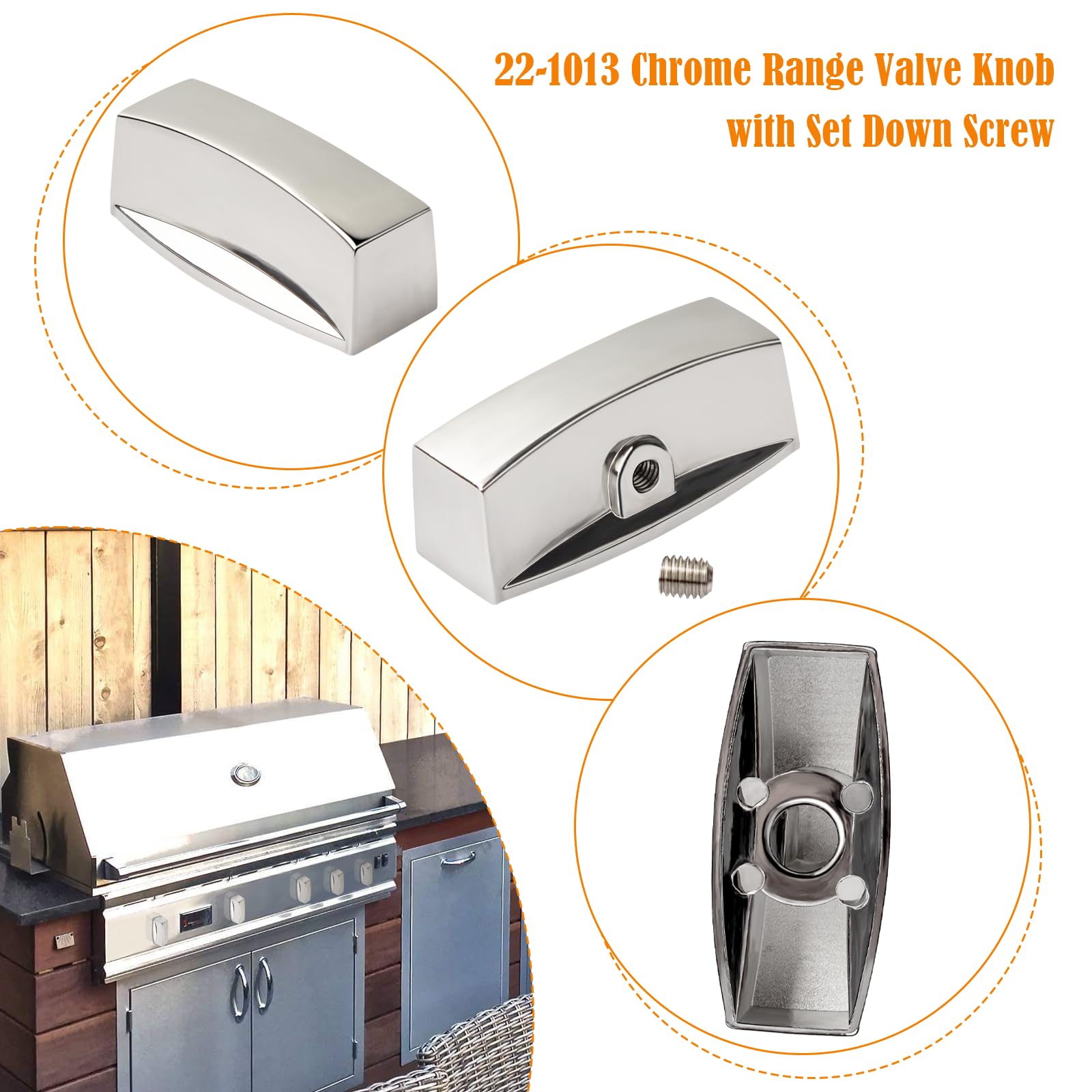 Ophjerg Gas Stove Control Knob Replacement, for Gas Stove Range Oven Griddle Grill Char Broiler with D-shape valve stem design - Chrome Knob Dial Replacement Knobs