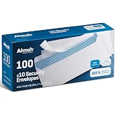 Aimoh #10 Security Mailing Envelopes Letter Size, Self Seal, 100 Count | No Window, EnveGuard Security Tint, White, 4⅛ x 9&frac12; in, 24 lb paper