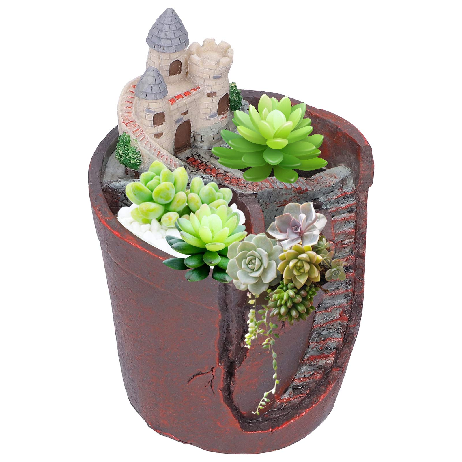 Atyhao Flower Pot, Creative Castle Plants Succulent Flowerpot Resin Mini House Flower Planter Container for Home Balcony Living Room Garden Decor