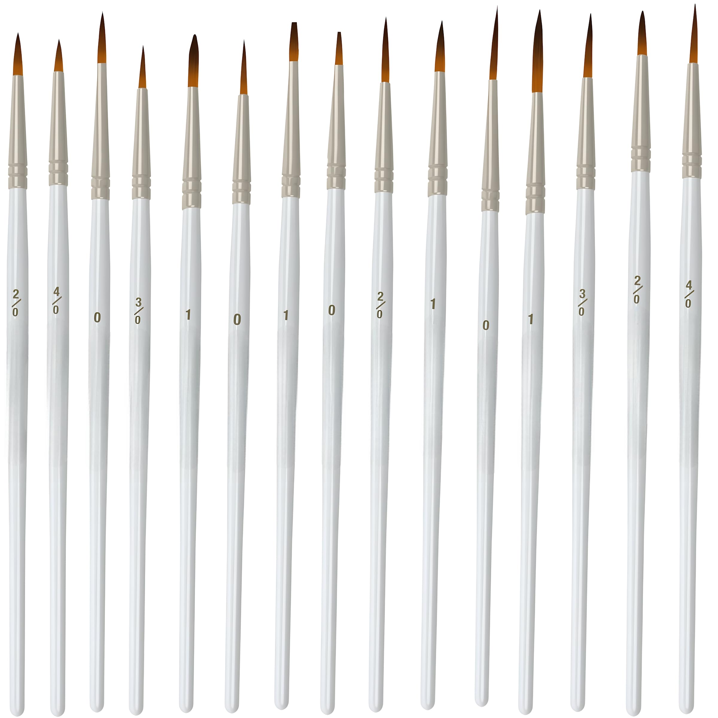 15pc Fine Detail Paint Brush Set – Miniature Model Painting Brushes with Golden Taklon Bristles – Paint Brushes for Tabletop Figures, Scale Models, Nail Art, Arts & Crafts, Acrylic & Watercolour