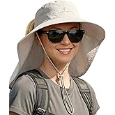 Camptrace Sun Hats for Women Men UPF 50+ UV Protection Wide Brim Hiking Fishing Hat with Neck Flap