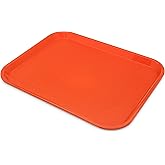 Carlisle FoodService Products Cafe Fast Food Cafeteria Tray with Patterned Surface for Cafeterias, Fast Food, And Dining Room, Plastic, 17.87 X 14 X 0.98 Inches, Orange