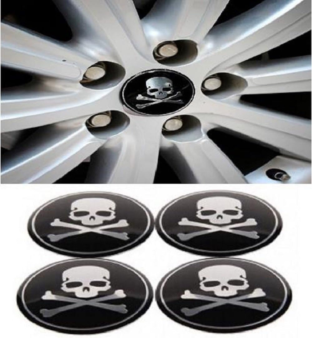 Amazon Co Jp コネクター Conectar スカル ドクロ 汎用 ホイール センターキャップ シール ブラック 4枚セット 車 バイク