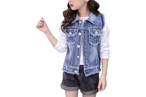 NABER Kids Girls' Fashion Sleeveless Outerwear Denim Jacket Vest Age 4-13 Years