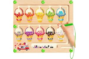 KIDIFIC Magnetic Color and Number Maze, Montessori Toys for 2 3 4 Year Old, Wooden Color Matching Puzzle Board, Preschool Learning Activities Educational Toys for Ages 2-4 for Girls Boys Birthday Gifts