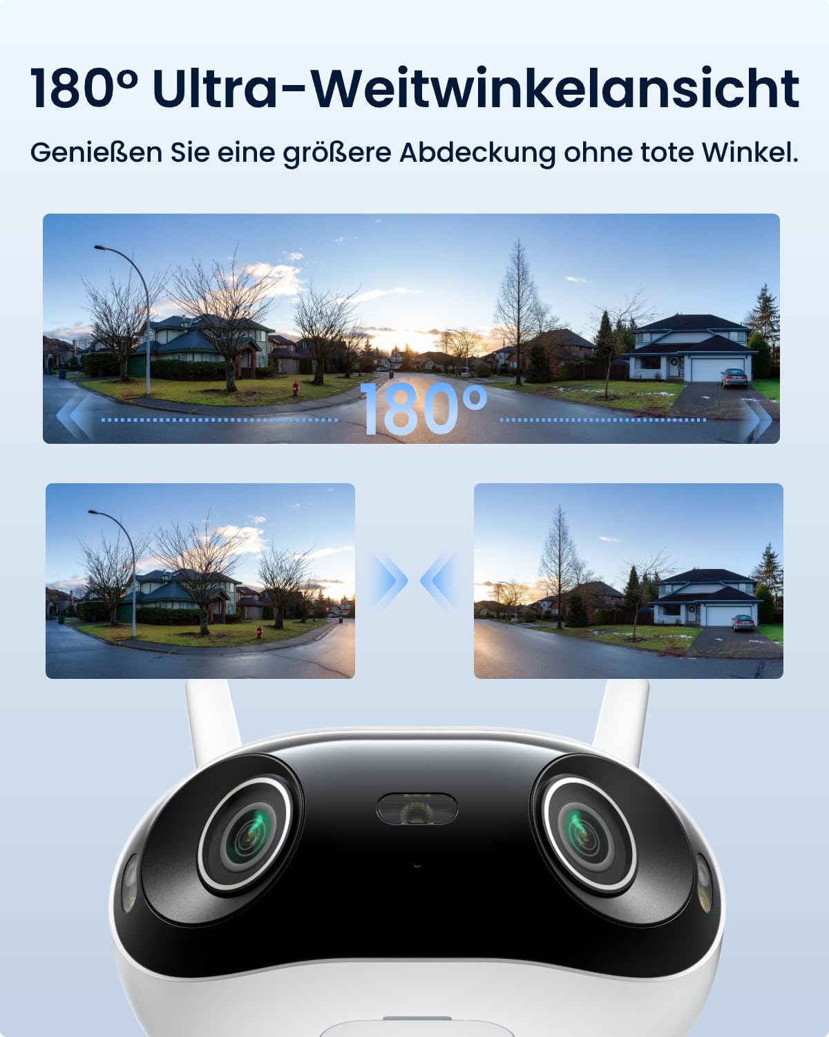 Reolink 4K Wi-Fi 6 Überwachungskamera Aussen mit 180° Panoramablick, 2.4/5GHz Dual-Band WLAN Kamera Outdoor mit Perimeterschutz, Farbnachtsicht, Smart-Erkennung, 2-Wege-Audio, Plug-in, Elite WiFi 2
