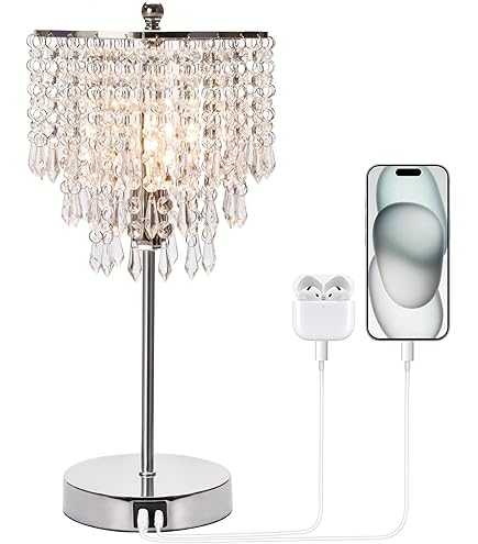 Beaysyty Modern Elegance Crystal Floor Lamp, On/Off Foot Switch
