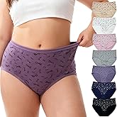 Feihtl Womens Underwear Cotton Briefs Plus Size XL-5XL Mid Waist Ladies Panties 7 Pack
