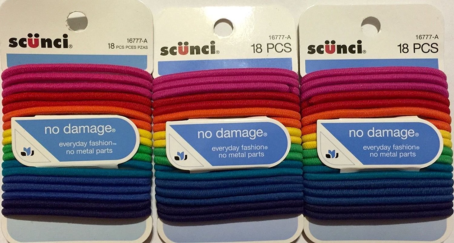 Scunci No Damage Hair Elastics, Assorted Colors 18 ea