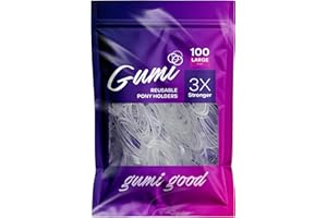 Gumi good Clear Elastics 1 inch Hair Band Large for Thick or Thin Hair
