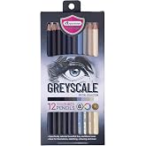 MASTERART Greyscale Colored Pencils 12 Colors for Kids and Adults Coloring