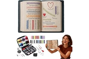 2026 Upgraded Embroidery Stitch Book Kit, 106 Patterns with Tools & Tutorials, 86 PCS Beginner Embroidery Kit, Portable All-i