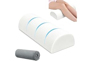 urnexttour Knee Pillow for Side Sleepers Memory Foam Leg Pillows for Sleeping Yoga Bed Half Moon Bolster Pillow for Neck Pain Relief with 2 Pillowcases 20.5 x 8 x 4.5 Inches(White+Grey, Standard Size)