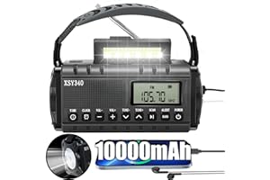 AIVICA 10000mAh/37000mWh Emergency Hand Crank Radio,AM FM NOAA Weather Alert Radio, Digital Display,3 Ways Powered Hand Crank,Solar with Type-C Charger,Flashlight,Reading Lamp,Headphone Jack,SOS Alarm