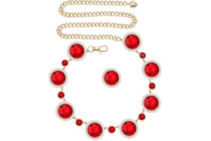 URMPTJ Bling Bling Crystal Diamond Red Raven Chain Belt for Halloween Party Costume Accessory Hooded Cloak Cape