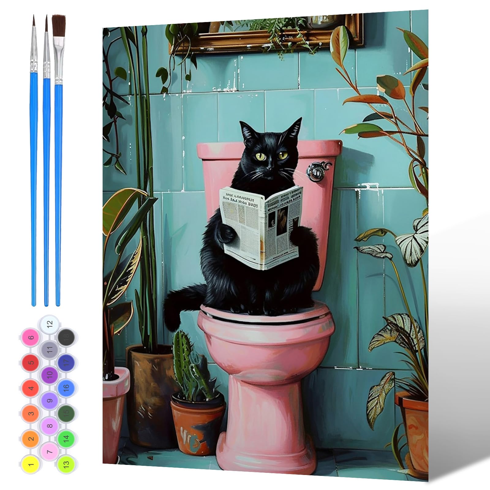 NAIMOER Painting by Numbers Cat for Adults Beginners, DIY Acrylic Animals Paint by Numbers on Canvas Art for Adults Gifts, Home Wall Decor 30x40cm — image 1