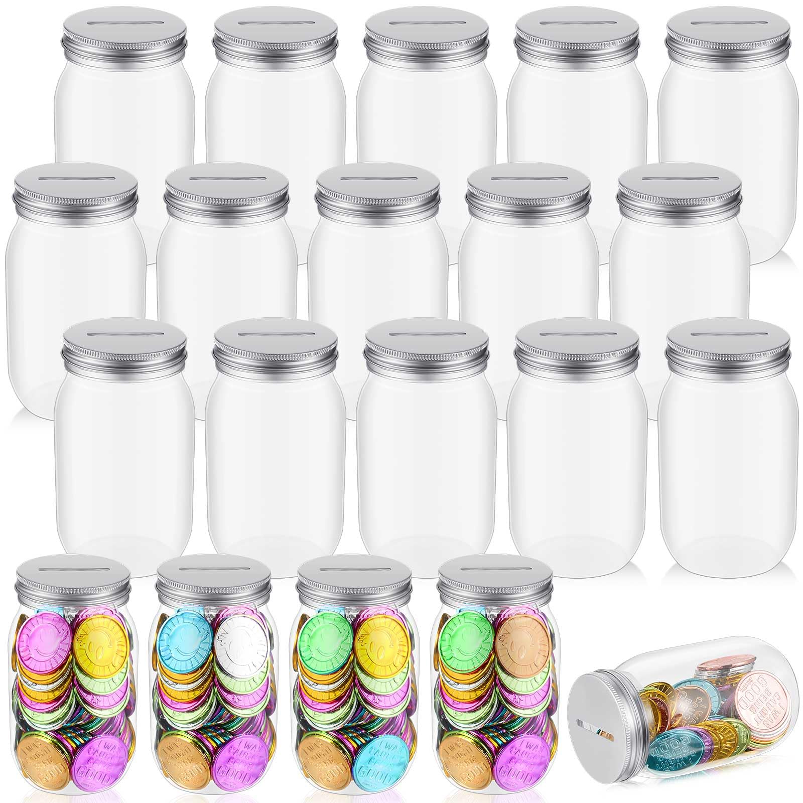 Photo 1 of Roowest 12 Pcs Coin Jars for Behavior Tokens Bulk Plastic Reward Jars for Kids Token Classroom Behavior Management Back to School Supplies Teacher Tools