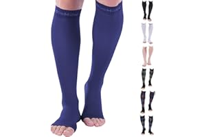 Doc Miller Open Toe Compression Socks, 30-40 mmHg, Toeless, Support Circulation, Medical Grade, Socks, Men & Women, Pair