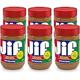 Jif Creamy Peanut Butter, 16-Ounce Jar, 6 Count | 7g protein per serving, 7% DV, See nutrition information for fat and saturated fat content, Plant-based protein