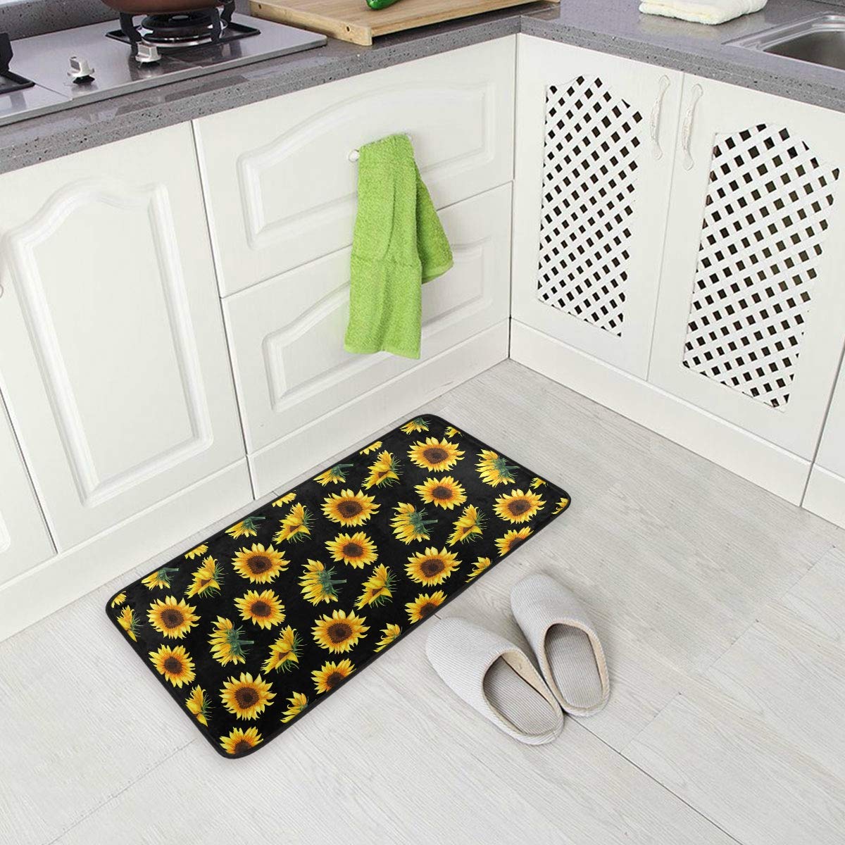 Sunflower Kitchen Rugs Mat Flowers Non Skid Washable