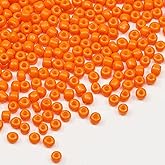 Tibaoffy Size 6/0 Crafts Glass Seed Beads 4mm Orange Beads for Jewelry Making (Total About 100g About 1200pcs)