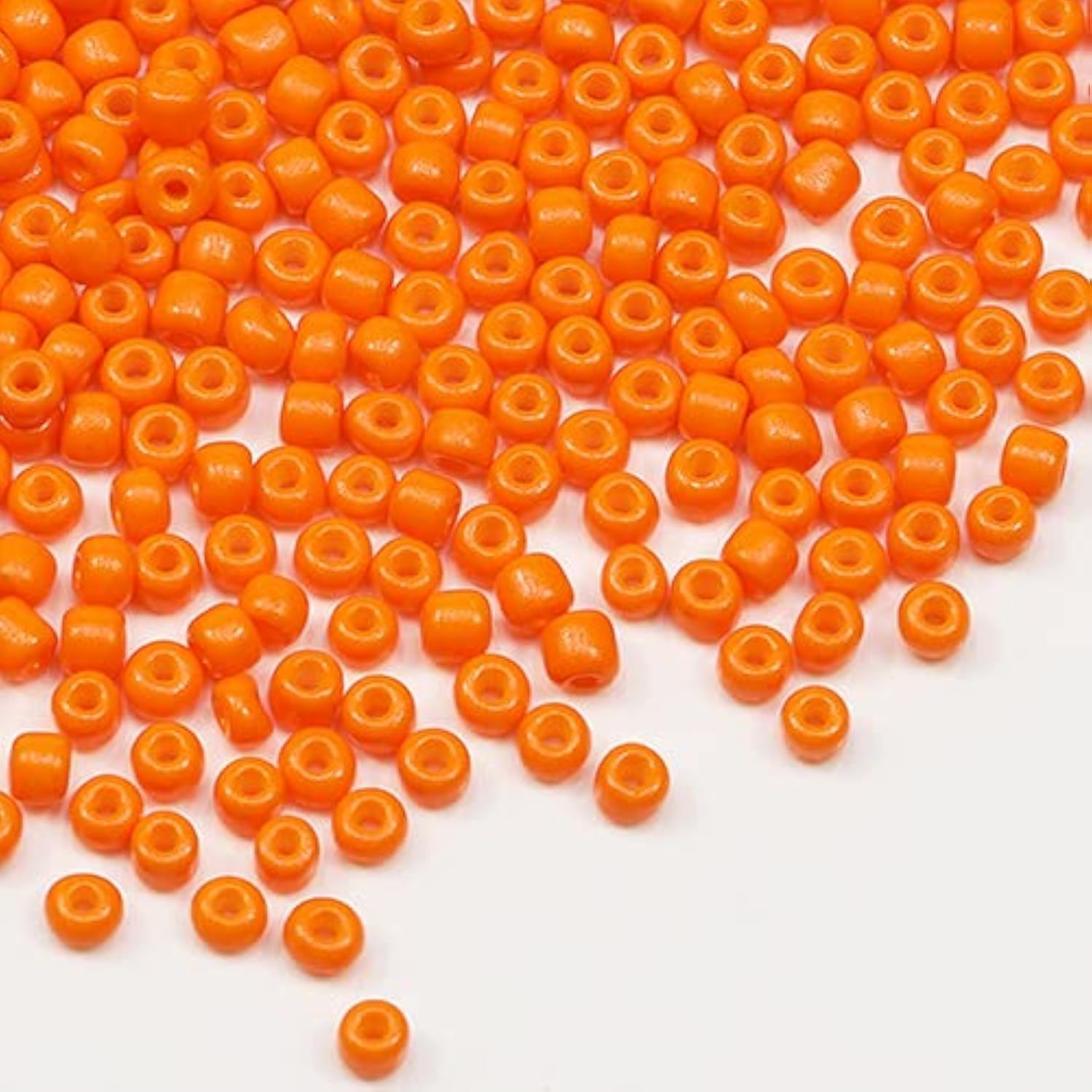 Tibaoffy Size 6/0 Crafts Glass Seed Beads 4mm Orange Beads for Jewelry Making (Total About 100g About 1200pcs)