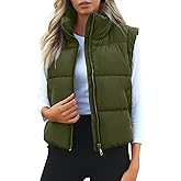 Polu Cropped Puffer Vest Women Sleeveless Stand Collar Padded Gilet Winter Lightweight Puffy Vest