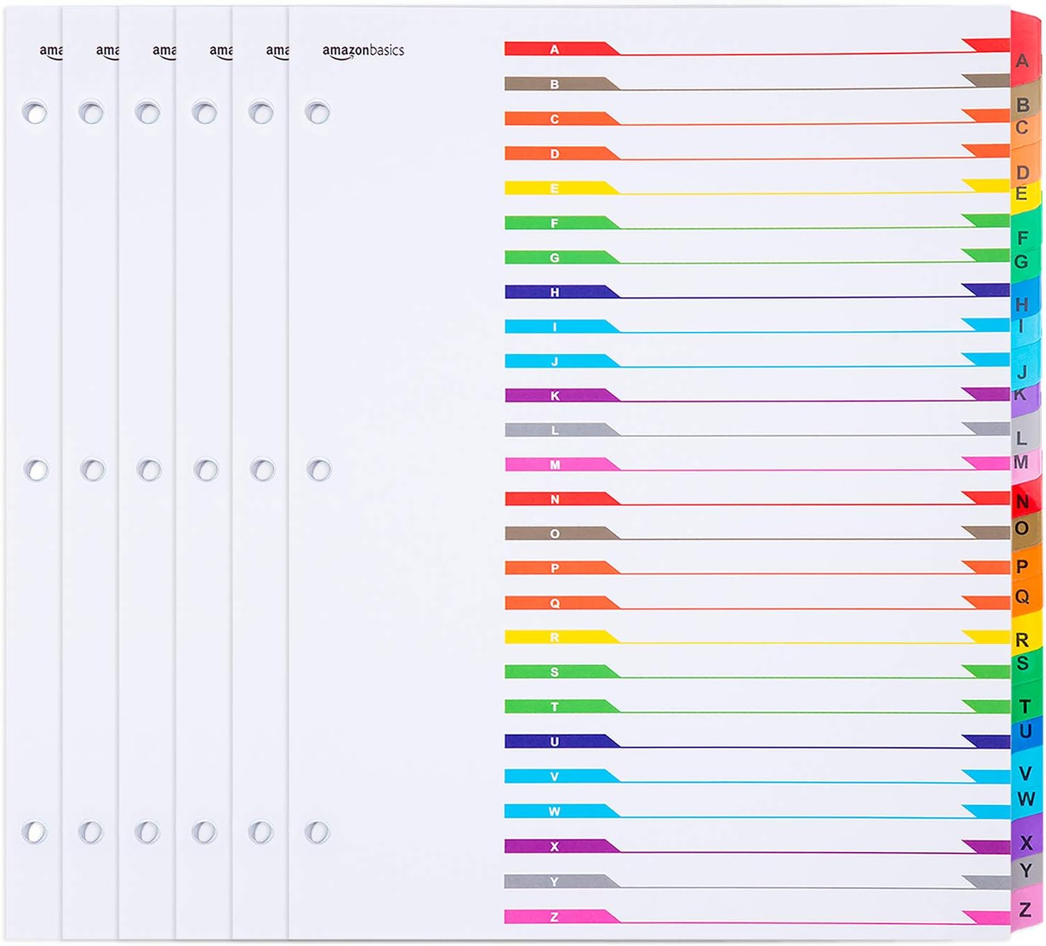 AmazonBasics Paper Binder Dividers, A-Z Tabs, 6/Pack