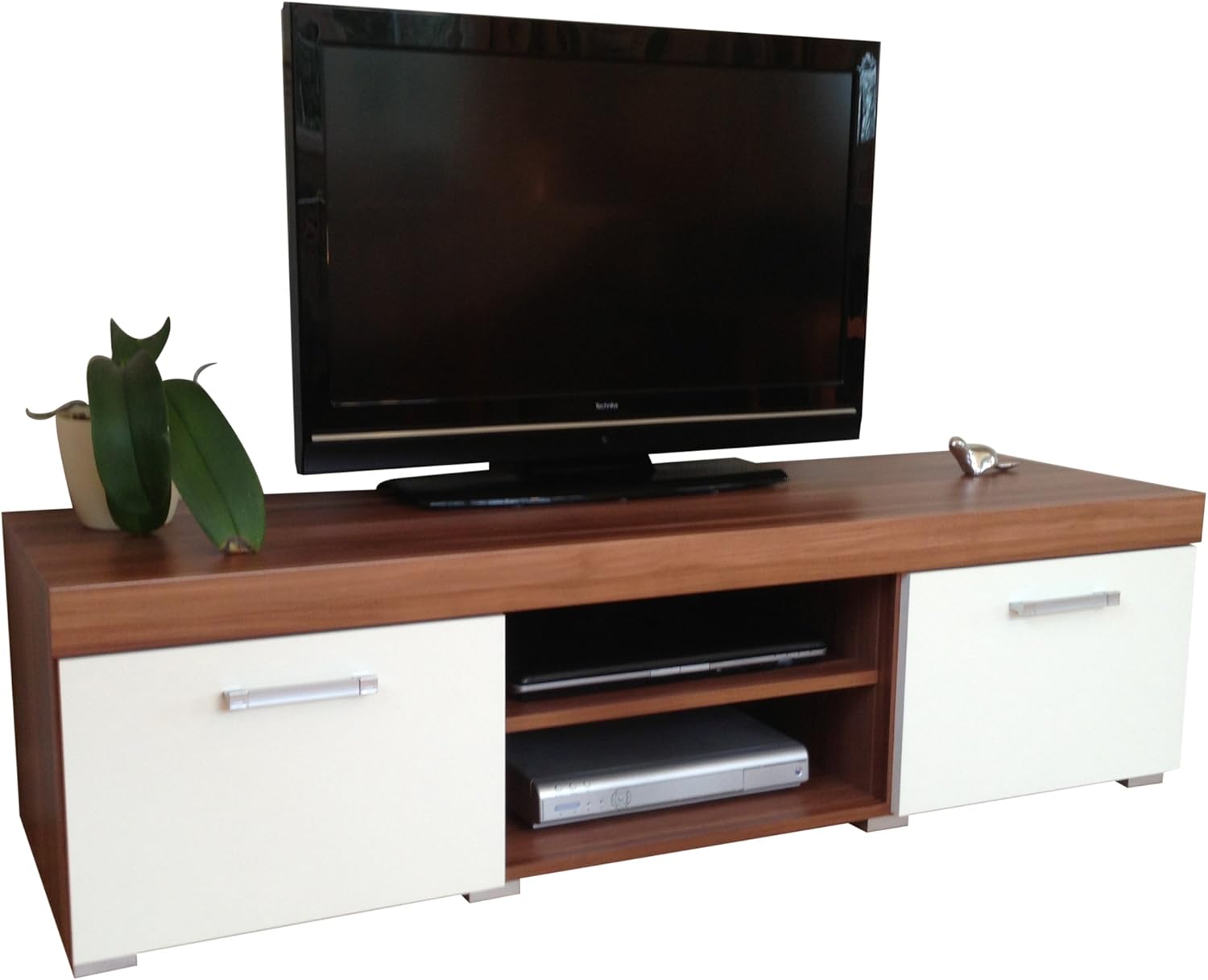 Sydney White & Walnut Large 2 Door TV 140cm Unit Amazon.co.uk