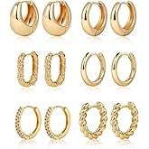VIROMY Gold Hoop Earrings Set for Women Trendy, 14K Gold Plated Lightweight Small Gold/Silver Hoop Earrings for Women Chunky Open Hoops Earrings Jewelry Gifts