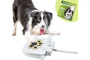 Poofzy Dog Water Fountain Step On, Outdoor Dog Water Sprinkler for Large Dogs, Dog Water Toy Dog Sprinkler Paw Activated with Upgrade Copper Valve Set, Easy to Use, Fresh Water to Drink