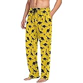 SUABO Pajama Pants for Men, Dinosaur Dino Animal Print Yellow Men's Separate Bottoms, Lounge Pants, Relaxed Sleep Pant