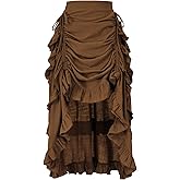 yiranyijiu Women's Medieval Renaissance Gothic Skirt High Low Victorian Ruffled Skirt