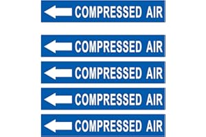 ARRCCHOLIY Pipe Flow Markers Label Stickers with Arrows 20 Packs 1-3/5 x 8 Inch Self-Stick Pipe Identification Marking Labels, Compressed Air Left-Pointing Arrow, White on Blue