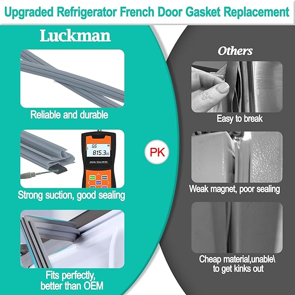 UPGRADED W10830274 REFRIGERATOR DOOR GASKET FOR WHIRLPOOL REFRIGERATOR PARTS WRX735SDBM00 WRX735SDBH00 W10294127 W10443273 FRIDGE DOOR GASKET FOR KITCHENAID REFRIGERATOR SEAL KFXS25RYMS0 FRIDGE GASKET