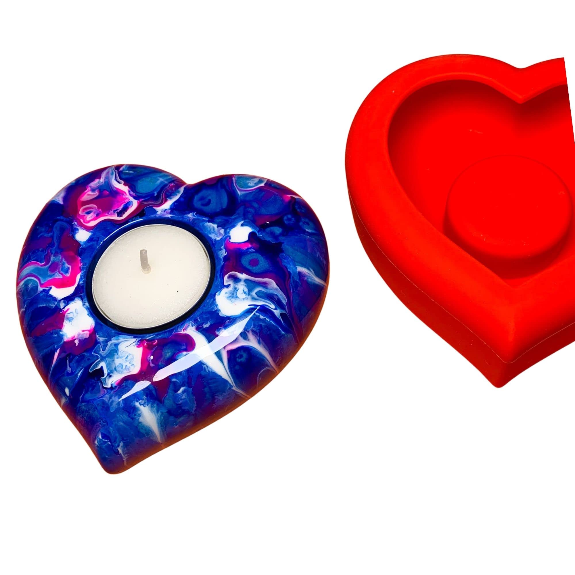 Heart Mold - Tea Light Candle Holder Silicone - by Happy Dotting Company - Rock Painting - Tea-Light Molds - Valentines Day Crafts - Gypsum Casting – Dotting Mandala Art DIY & Creative Projects