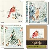 Home by GranolaGear-Christmas Swedish Dishcloths for Kitchen 6-Pack Reusable Paper Towels, Eco-Friendly, Compostable, Biodegradable Dish Wash Cloth Sponge, Holiday Watercolor Snow Art-Winter Cardinal